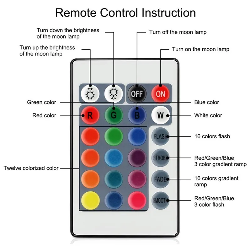 16 Color Night Light Moon Lamp