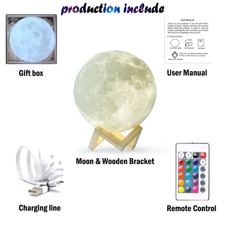 16 Color Night Light Moon Lamp