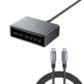 Anker Prime Charger (200W, 6 Ports, GaN)  and Anker Prime USB-C to USB-C Cable 240W