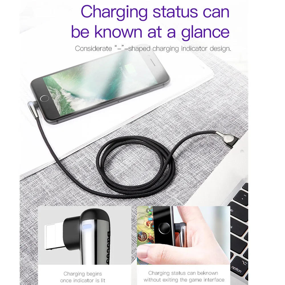 Baseus 2M 1.5A Fast Charging Cable Elbows design for iPhone 11 XS XR iPad