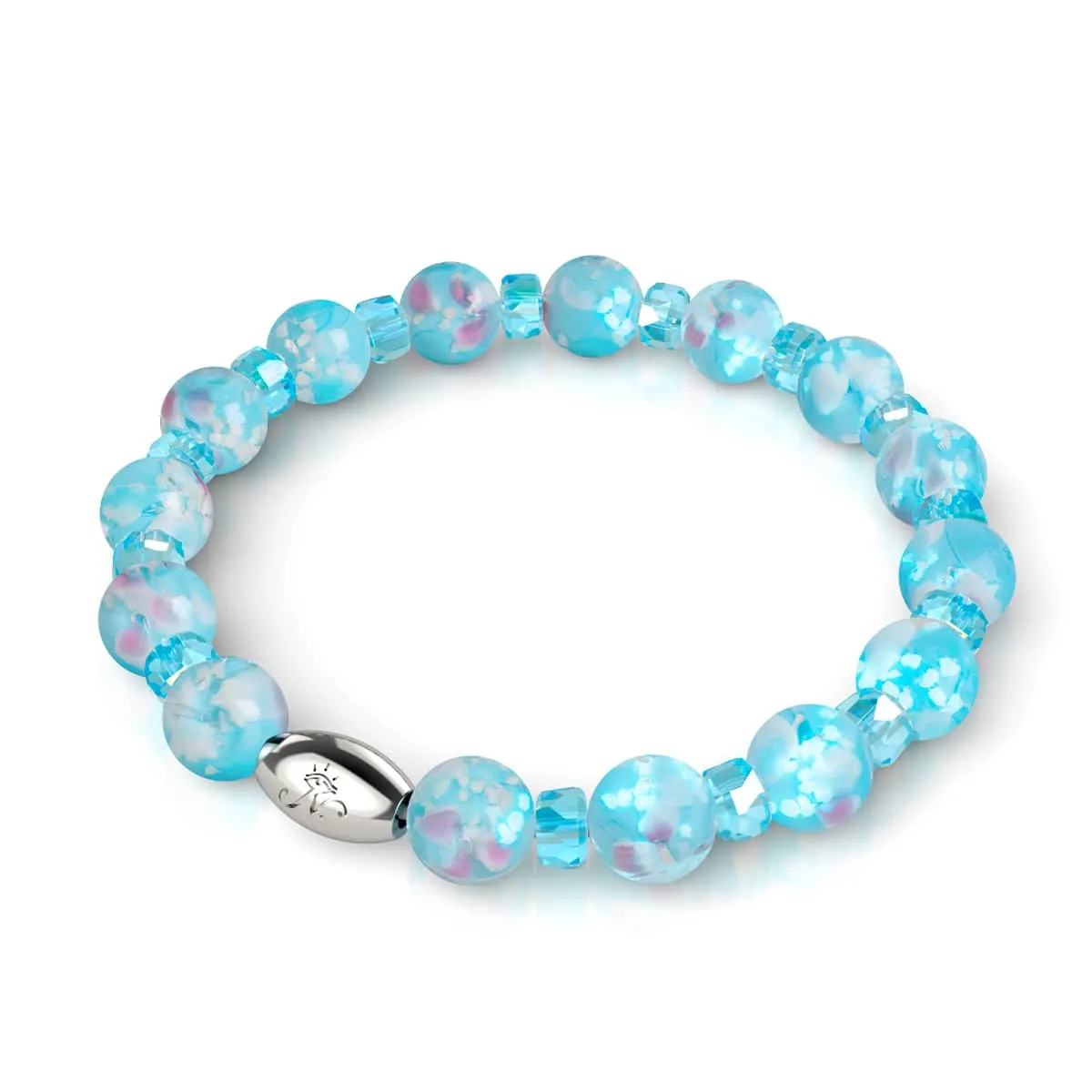 Blue Orchid | .925 Sterling Silver | Firefly Glass Blossom Bracelet