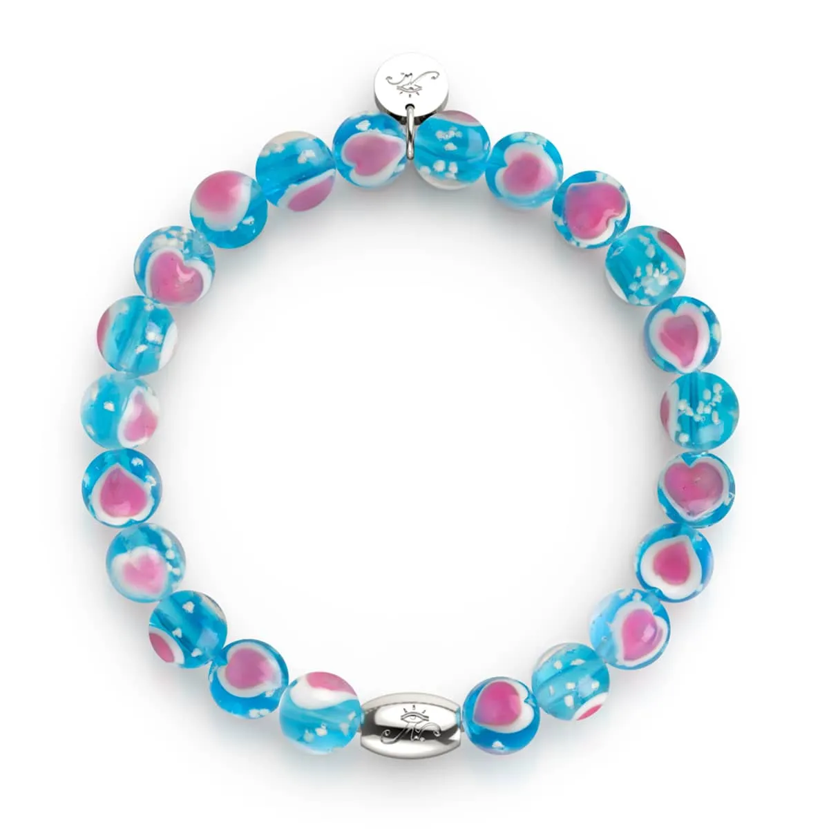 Blue x Pink | .925 Sterling Silver | Firefly Glass Love Bracelet