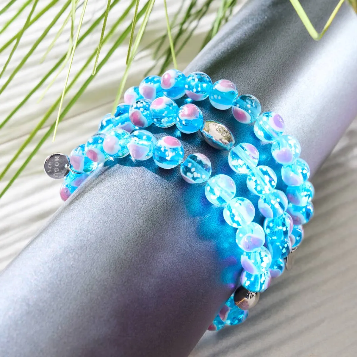 Blue x Pink | .925 Sterling Silver | Firefly Glass Love Bracelet