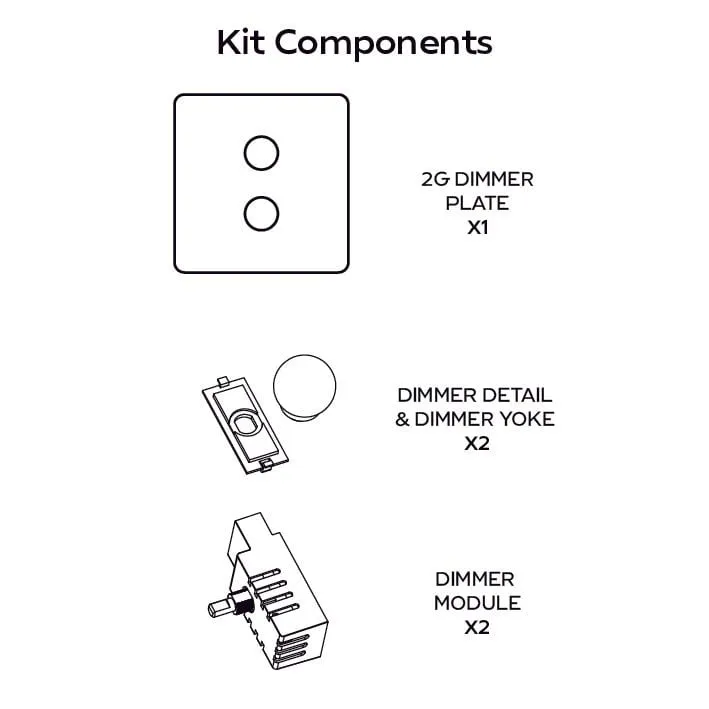 BOBBIN 2G Dimmer Light Switch - Brass