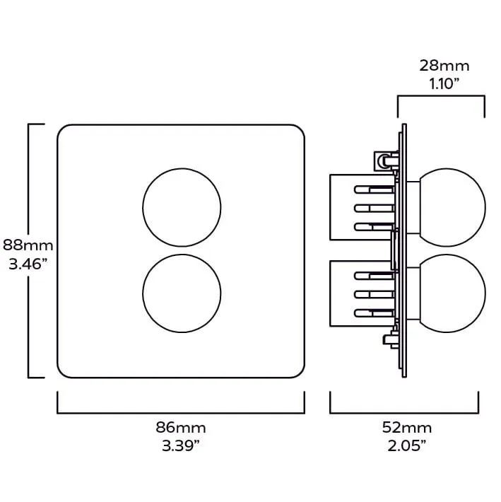 BOBBIN 2G Dimmer Light Switch - Brass