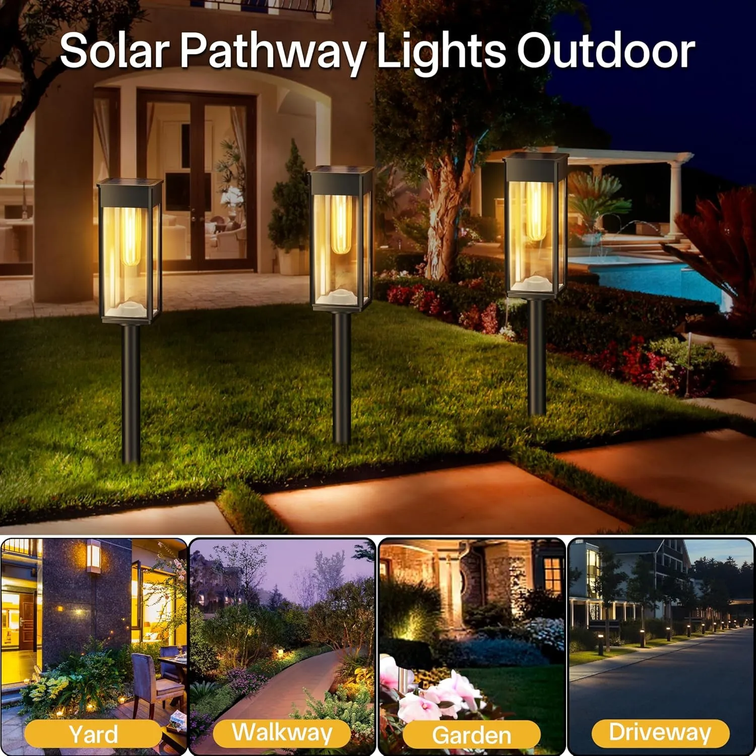 Bright Solar Pathway Lights Outdoor,6 Pack Solar Garden Lights IP65 Waterproof,Pathway Lights Solar Powered for outside Lighting,Yard Path Lawn Walkway Driveway Landscape (Warm White)