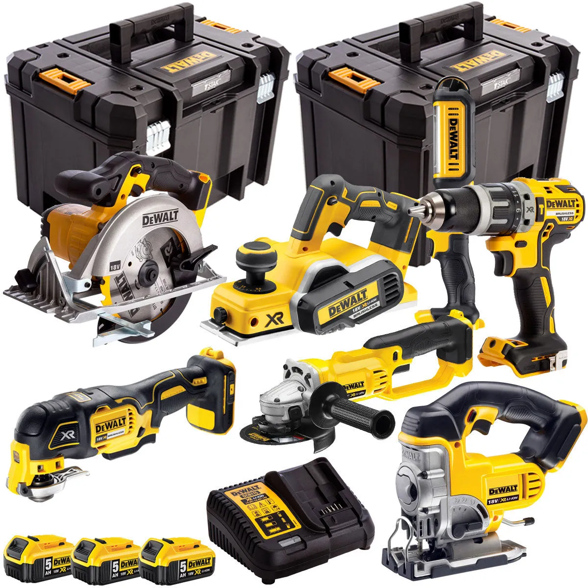 Dewalt 18V 7 Piece Power Tool Kit with 3 x 5.0Ah Batteries T4TKIT-440