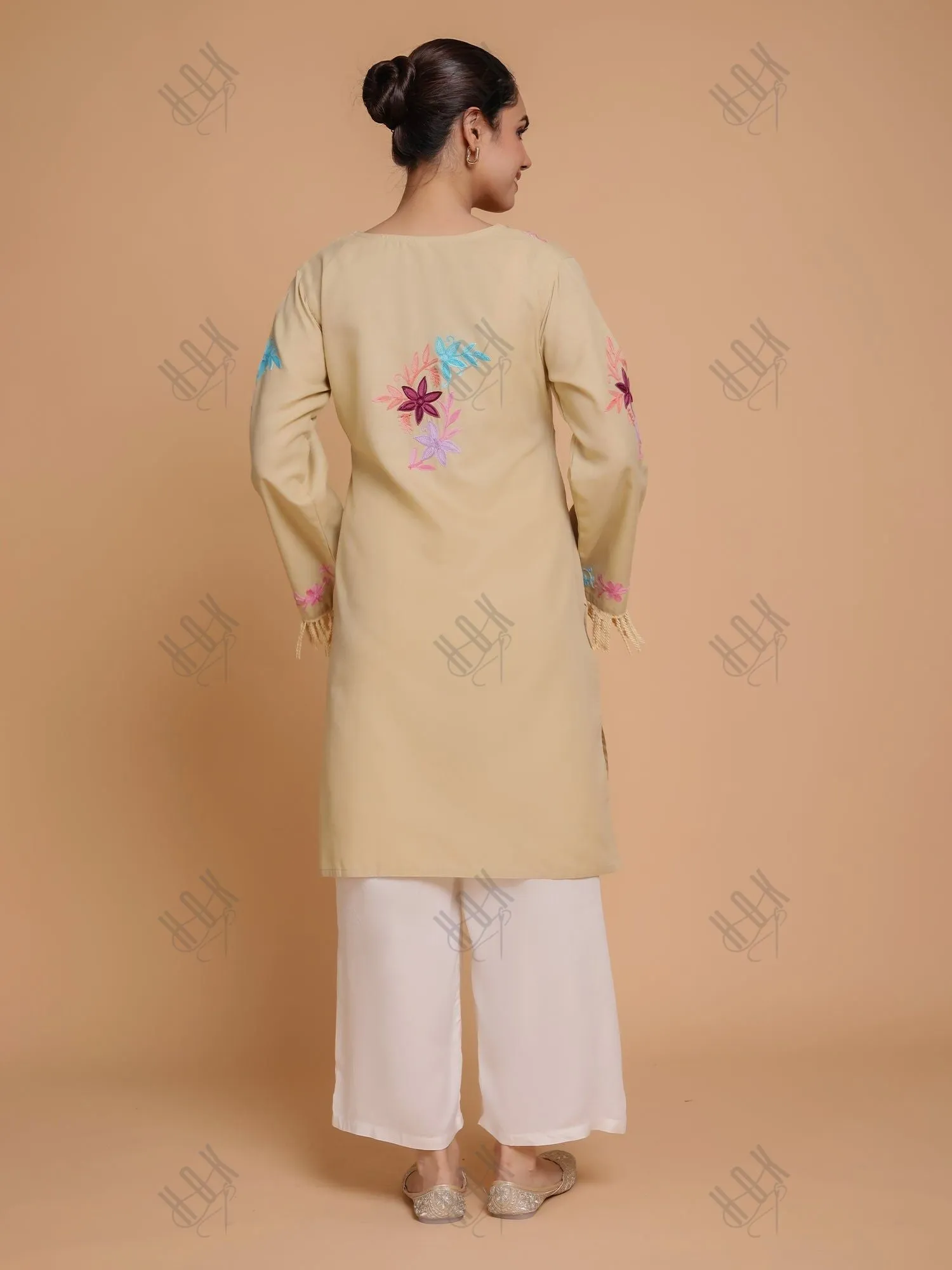 Falak Kashmiri Long Kurta - Beige