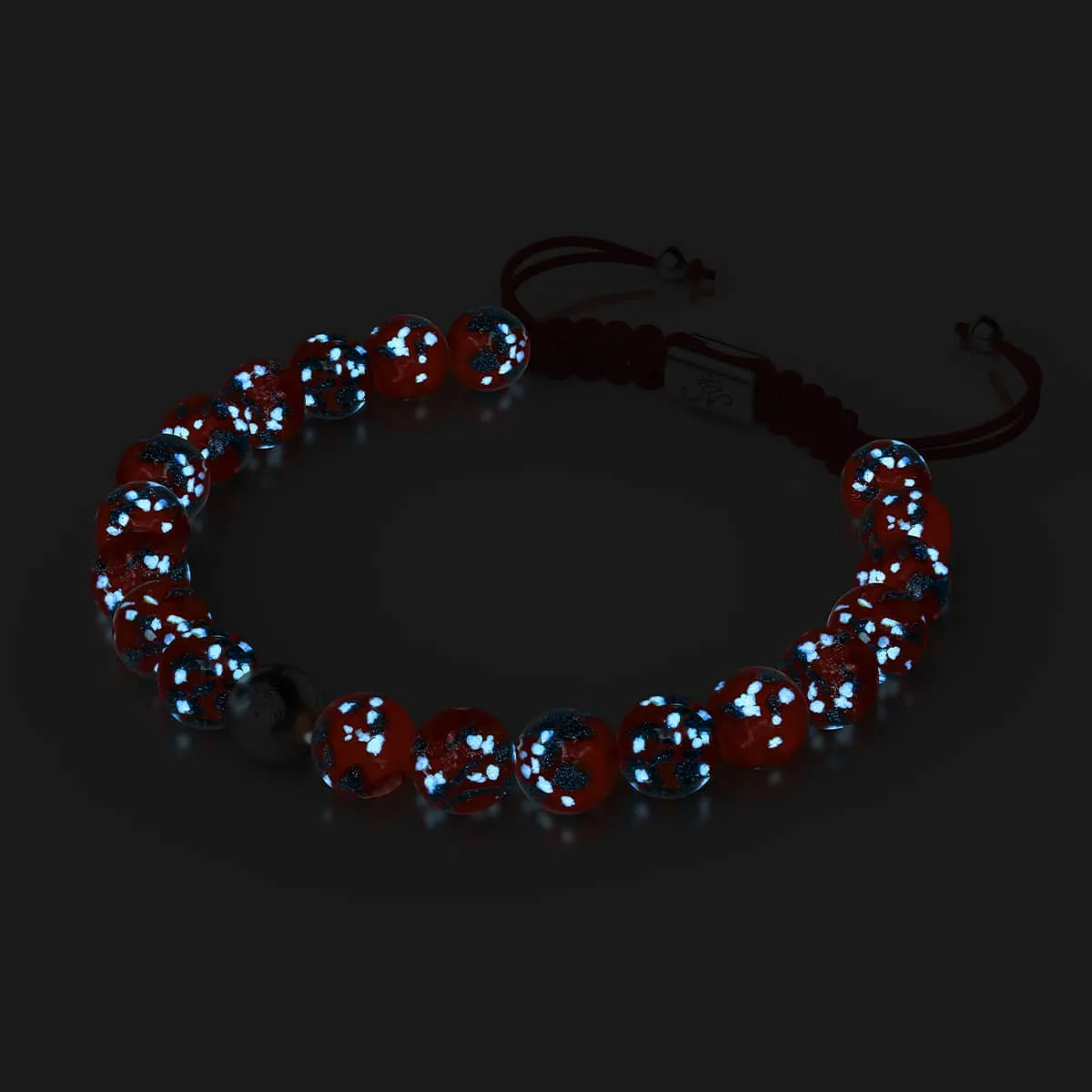 Fire & Ice | Silver | Firefly Glass Macrame Bracelet