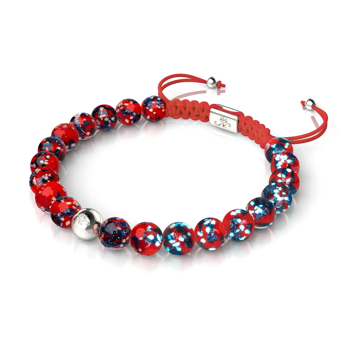 Fire & Ice | Silver | Firefly Glass Macrame Bracelet