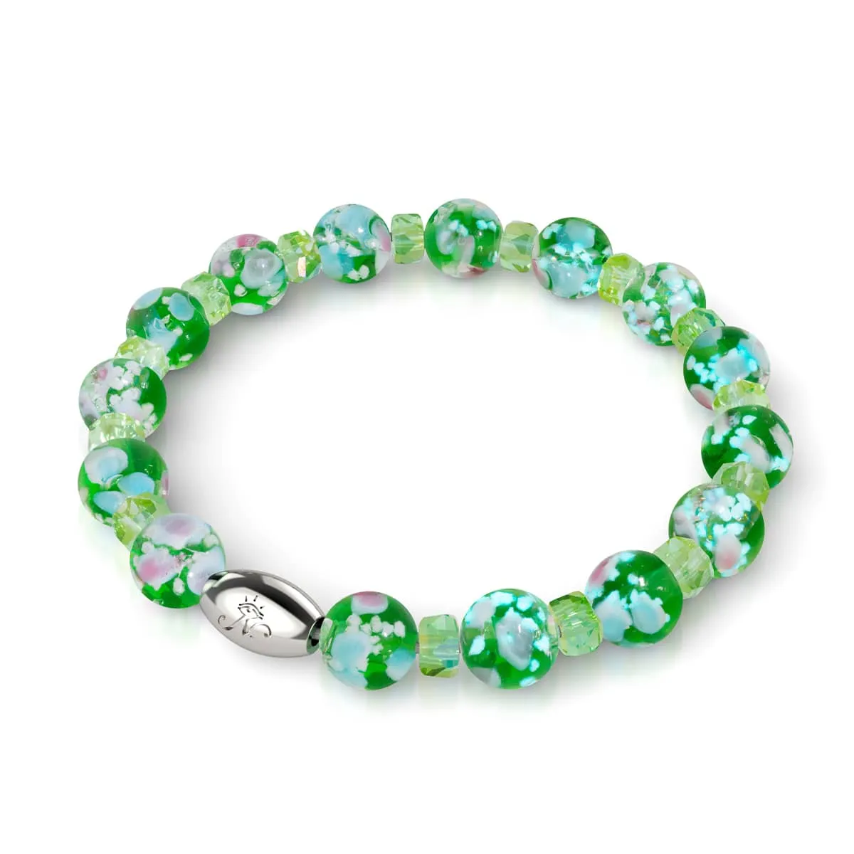 Green Orchid | .925 Sterling Silver | Firefly Glass Blossom Bracelet