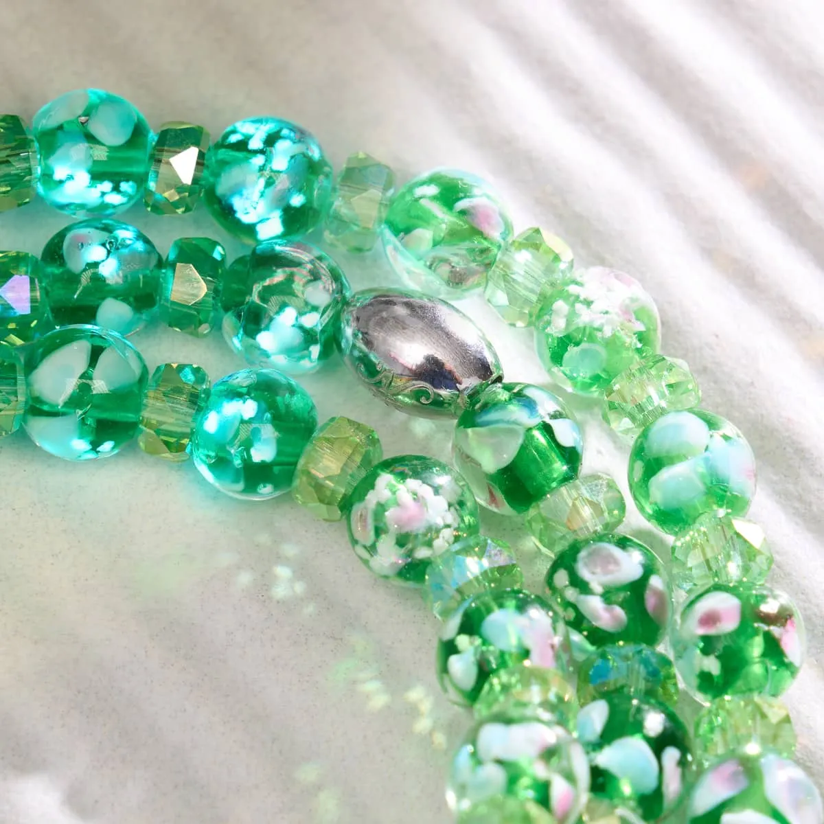 Green Orchid | .925 Sterling Silver | Firefly Glass Blossom Bracelet