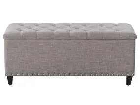 Light Grey Tufted Storage Ottoman