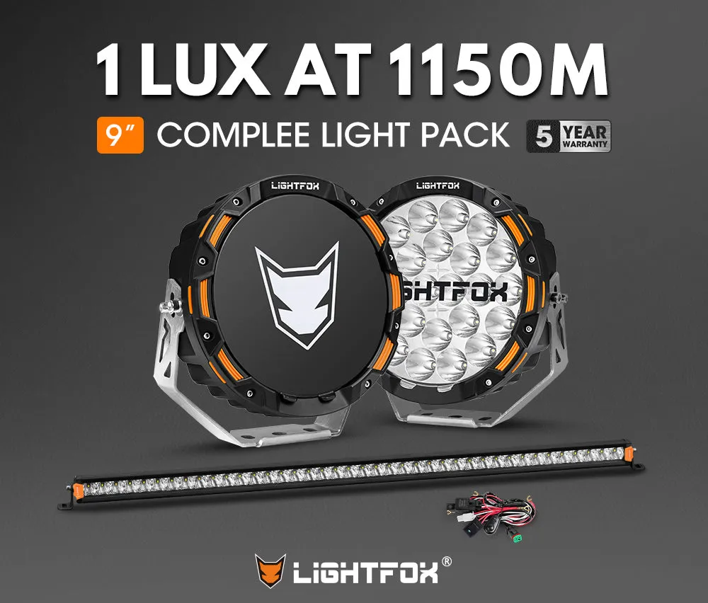 Lightfox OSRAM 9 inch LED Driving Lights   40 inch Single Row LED Light Bar   Wiring Kit