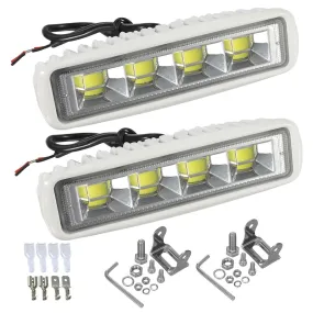 Partsam Waterproof Led Boat Lights White Beam 6.3 inch 36W IP67 Waterproof Deck Dock Marine Light 4000LMS 150¡ãFlood Light 12/24V Light Bar Aluminum Housing w/180¡ãAdjustable Mounting Bracket(2pcs)