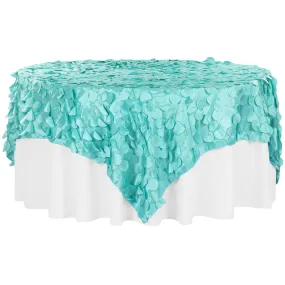 Petal Circle Taffeta 90"x90" Square Table Overlay - Light Turquoise