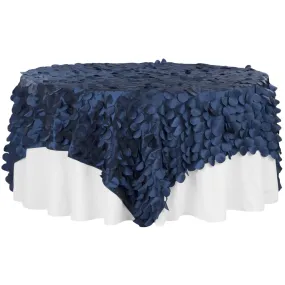 Petal Circle Taffeta 90"x90" Square Table Overlay - Navy Blue