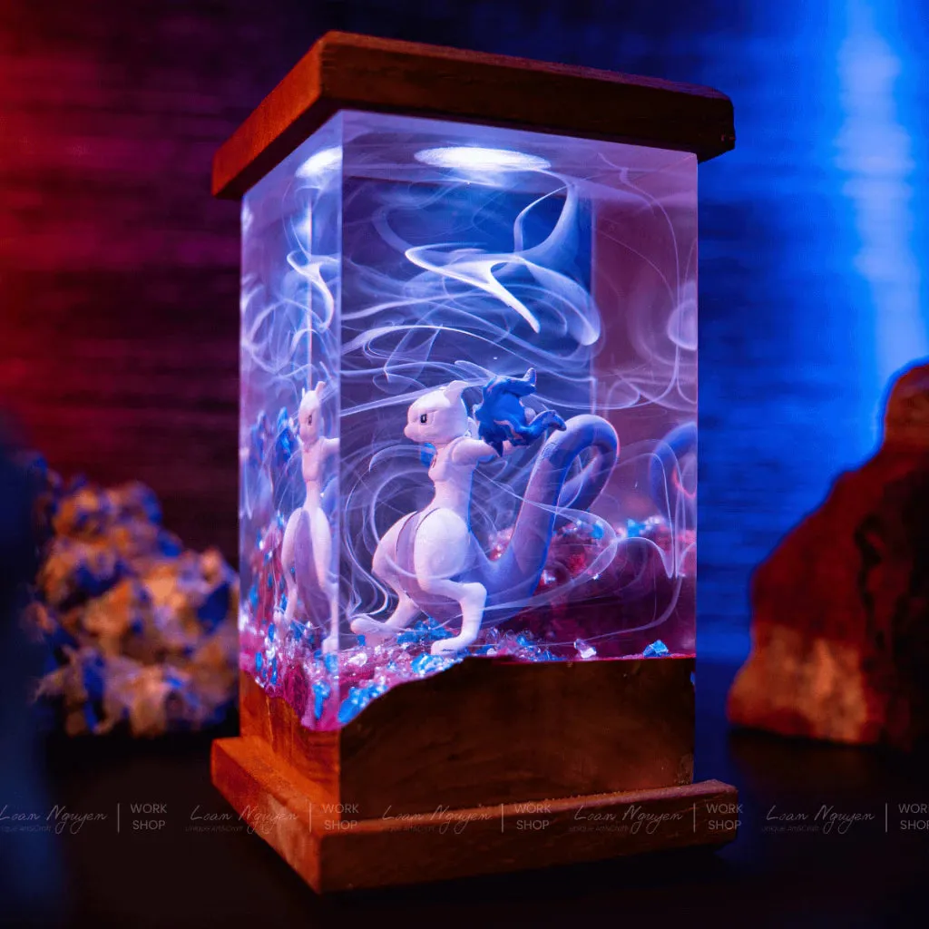 Pokemon Mewtwo Night Lamp, Desk and Bedroom Decoration, Handcrafted, Ideal as a Gift