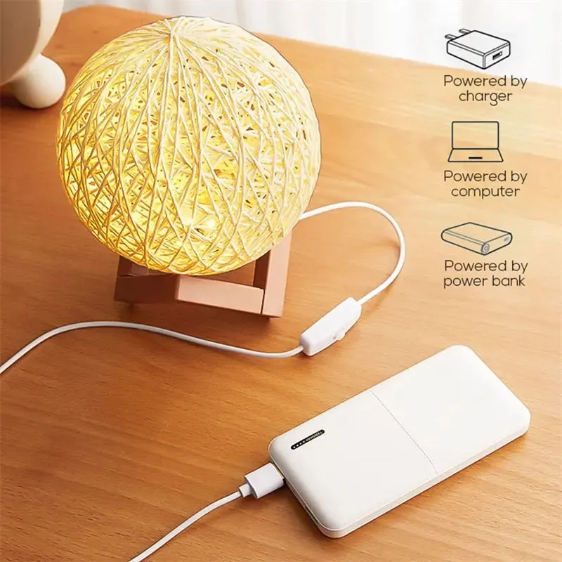 Rattan Ball LED Lamp Usb