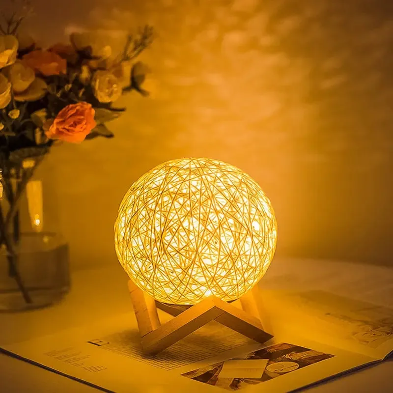 Rattan Ball LED Lamp Usb