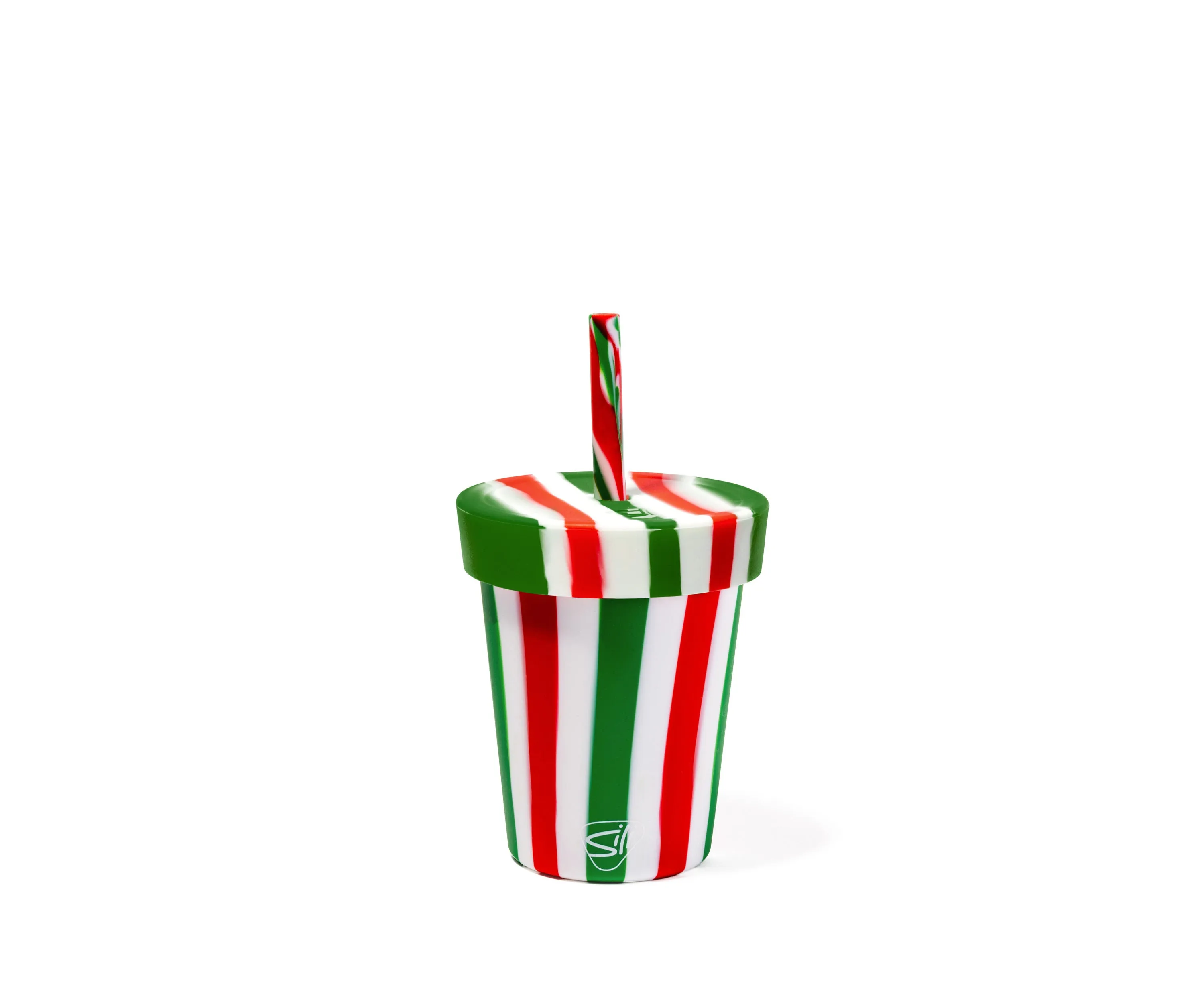 Silipint Silicone 8 oz Candy Cane Collection Kids Straw Tumbler