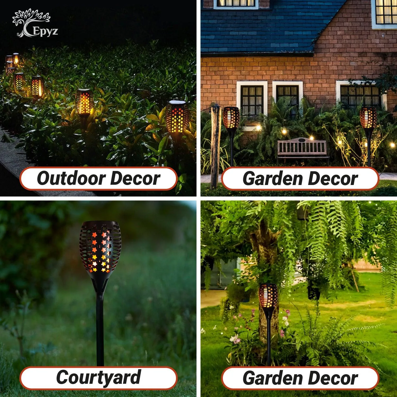 Solar Outdoor Garden Lights Flickering Star Mashaal - Epyz