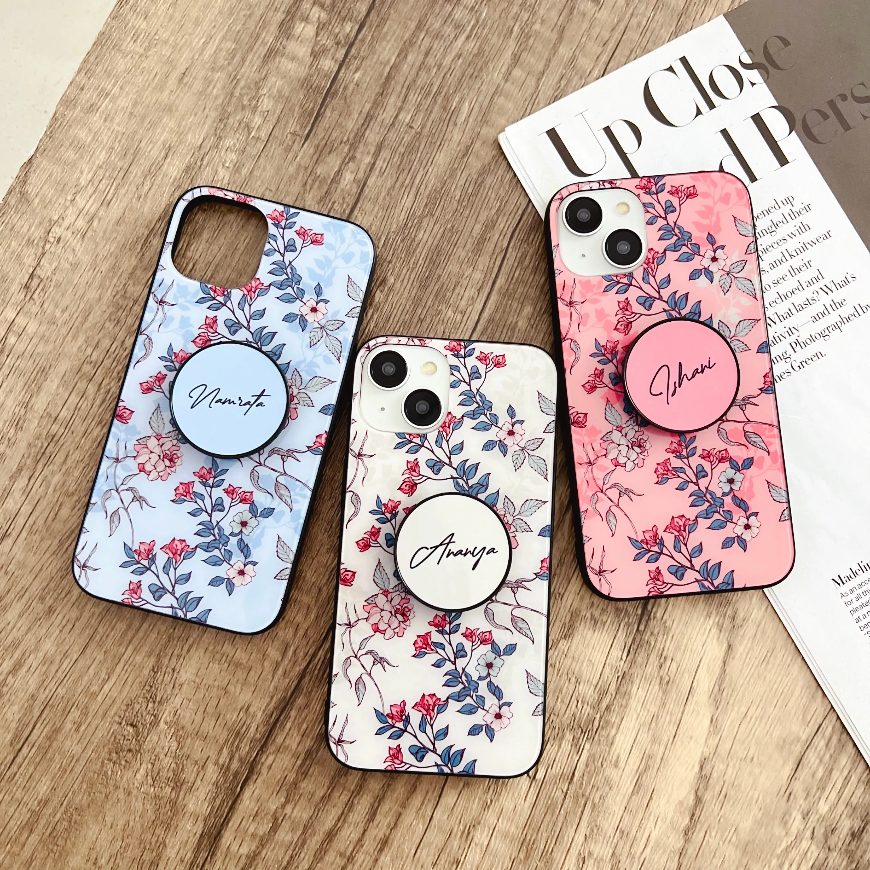 The Floral Threesome Designer Glass Case for iPhone