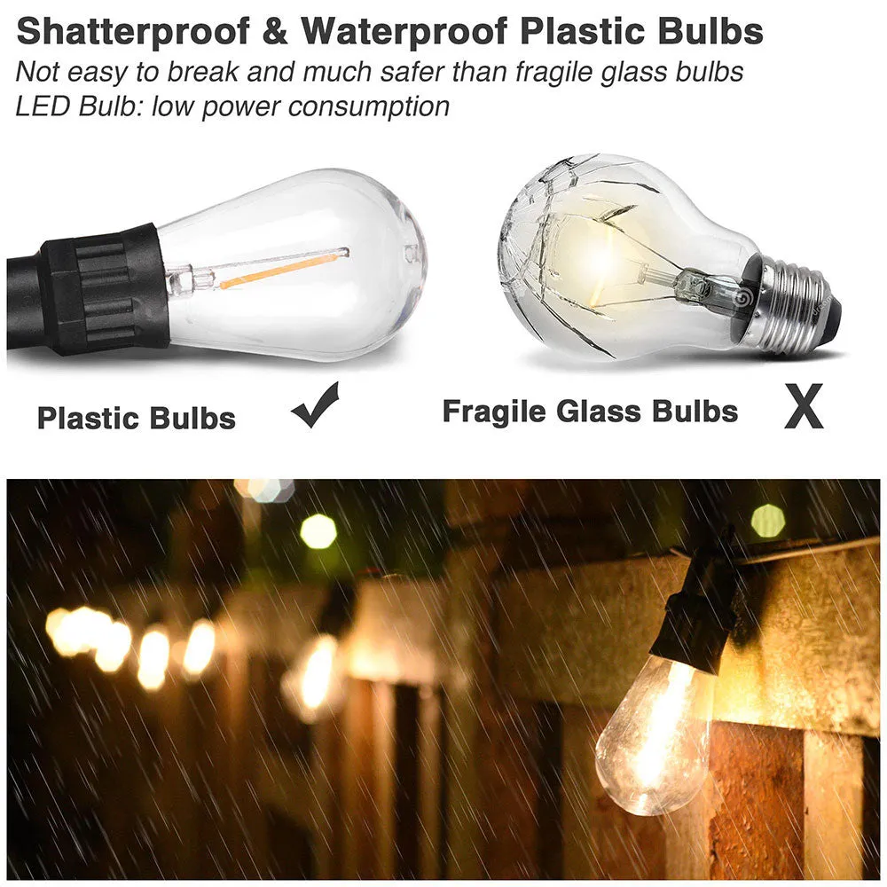 TheLAShop Outdoor Solar String Light Xmas Waterproof 15Bulbs 48ft