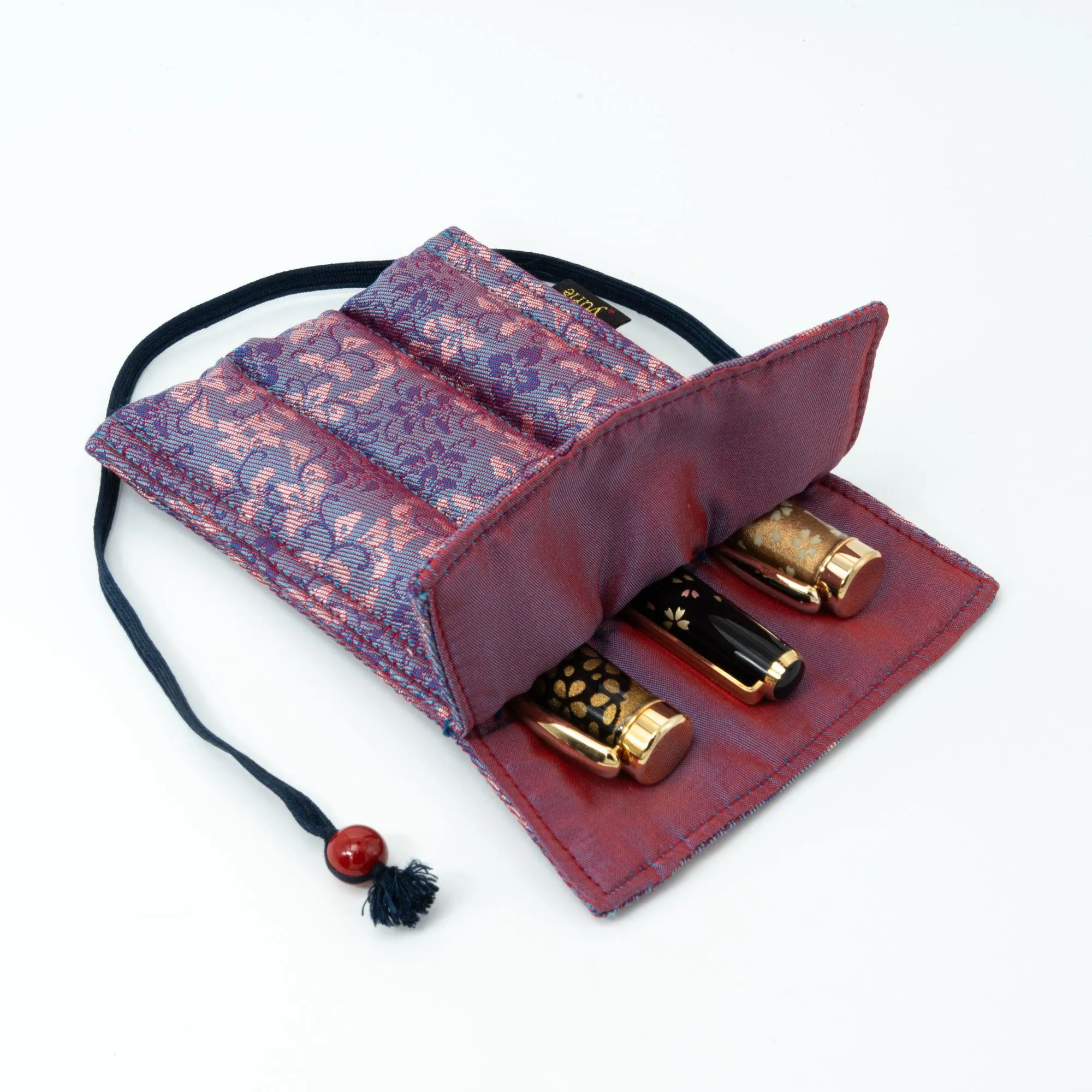 Twilight Blossom Nishijin Silk  Fountain Pen Case - Triple Slot