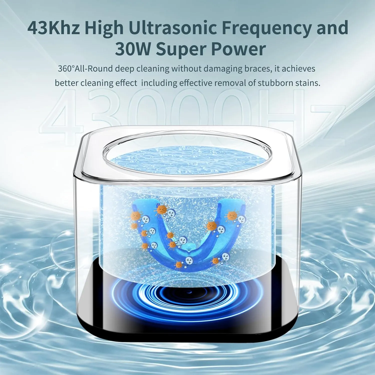 Ultrasonic Jewelry Cleaner Machine, 30W Ultrasonic Cleaner for Retainers, Dentures, Mouth Guard