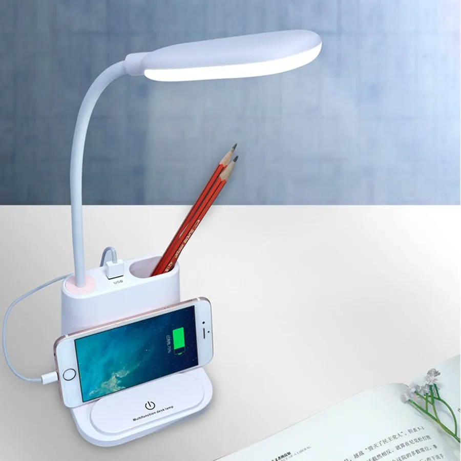 USB Rechargeable LED Desk Lamp Touch Dimming Adjustment Table Lamp for Children Kids Reading Study Bedside Bedroom Living Room