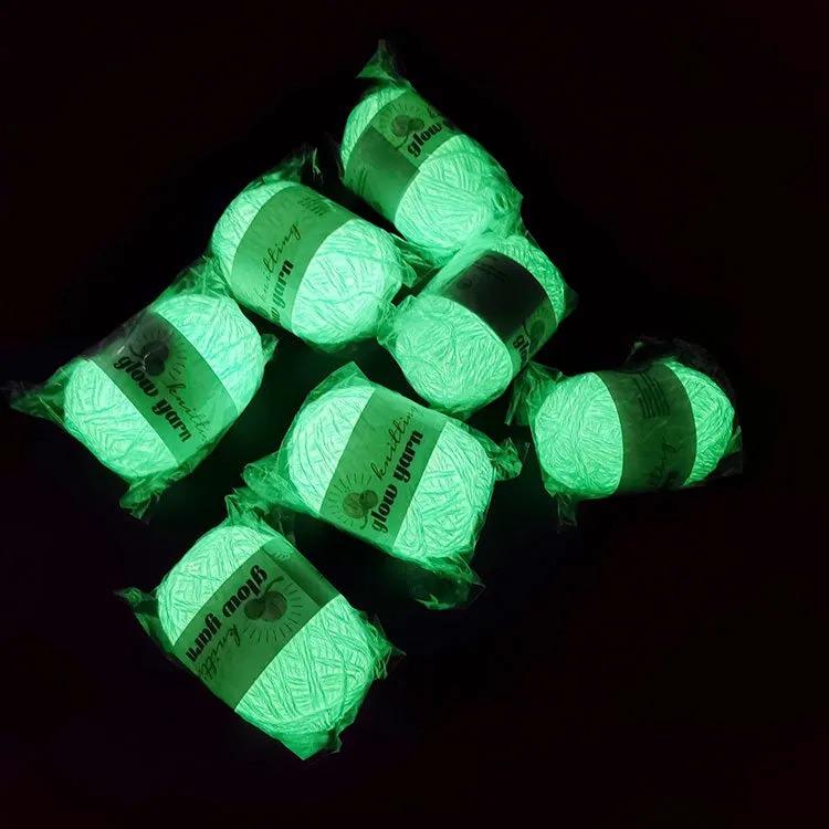 Wool Cotton Glow in the dark fluorescent Crochet Yarn