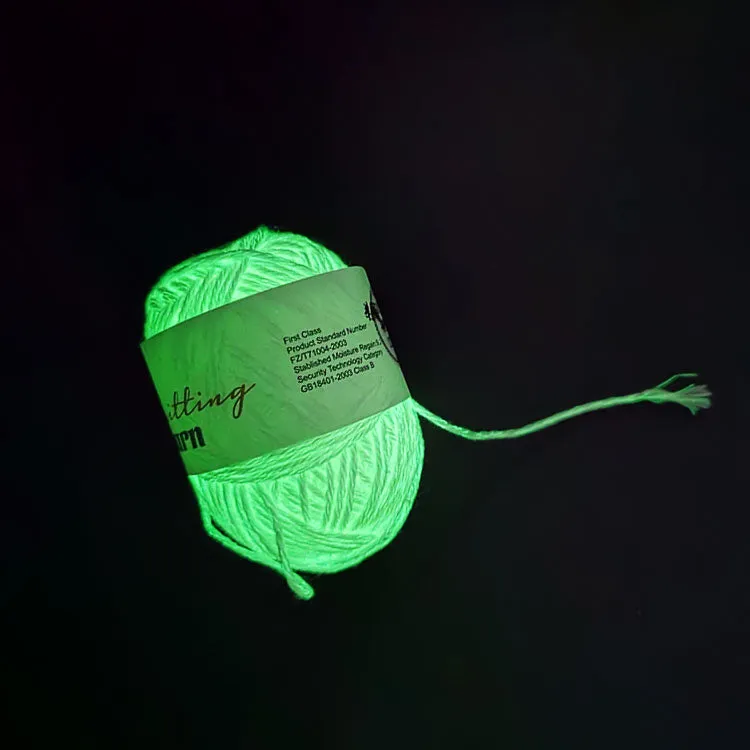 Wool Cotton Glow in the dark fluorescent Crochet Yarn